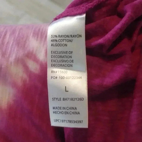 Short Bell Sleeve Scoop Neck Placement Tie Dye Knit Tee - Picture 8 of 8